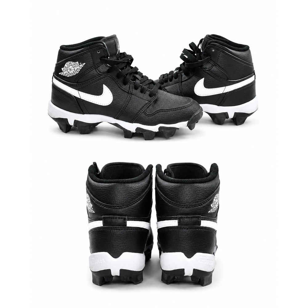 Air Jordan 1 Mid Multi Sport Youth Cleats Black White AJ1 Size 1Y